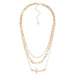 Layered Gold Cross Necklace