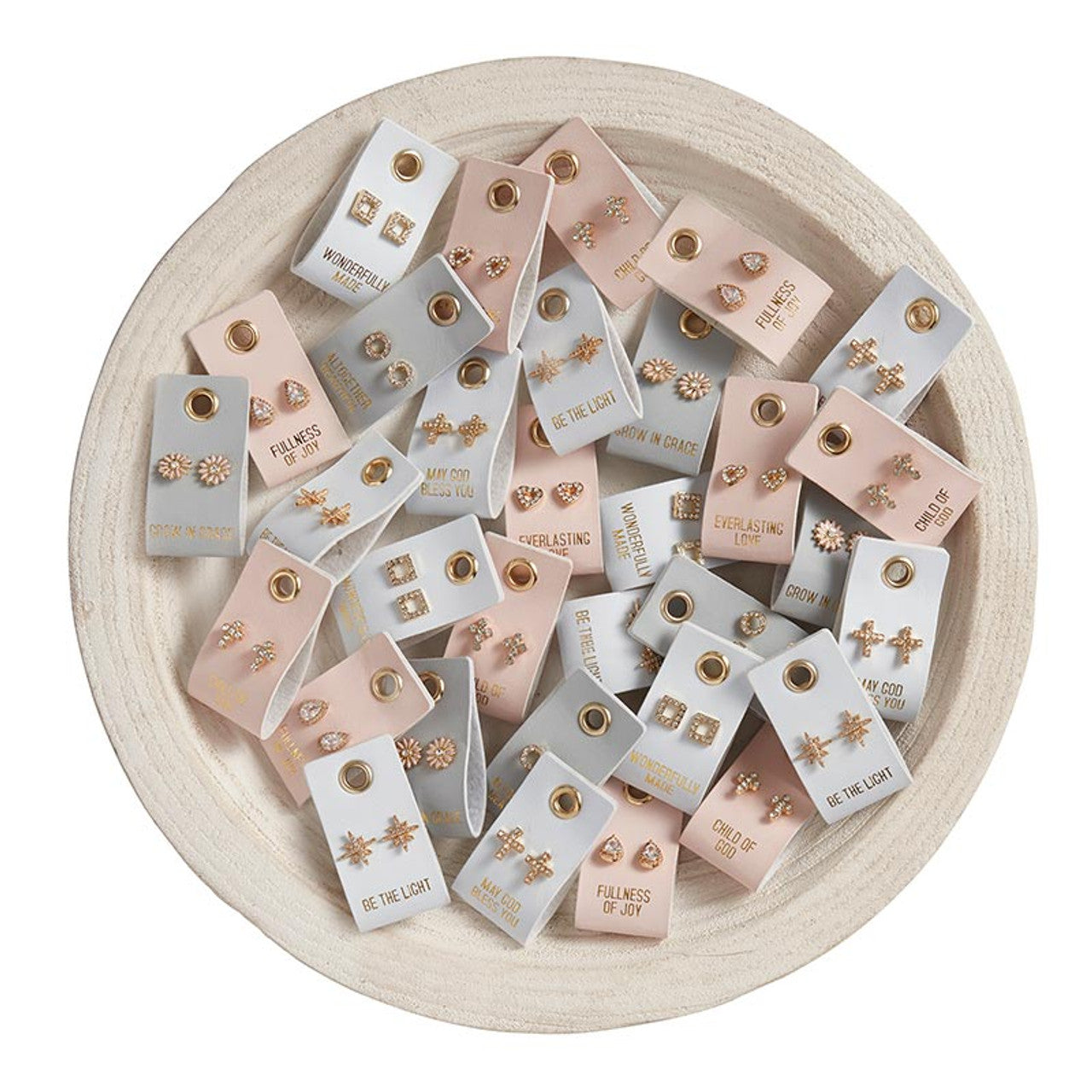 Stud Earrings on Leather Tag