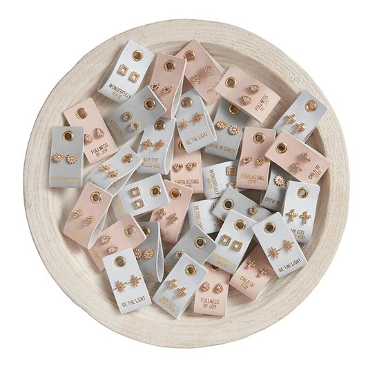 Stud Earrings on Leather Tag