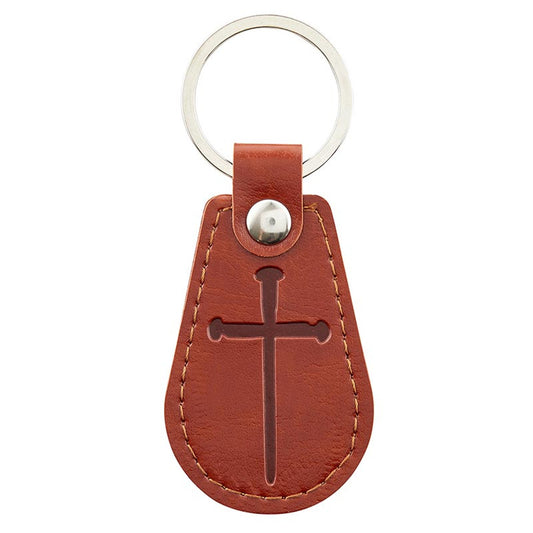 Cross of Nails Leather Keychain