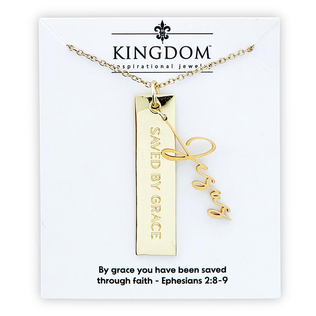 Jesus Saved By Grace Bar Necklace