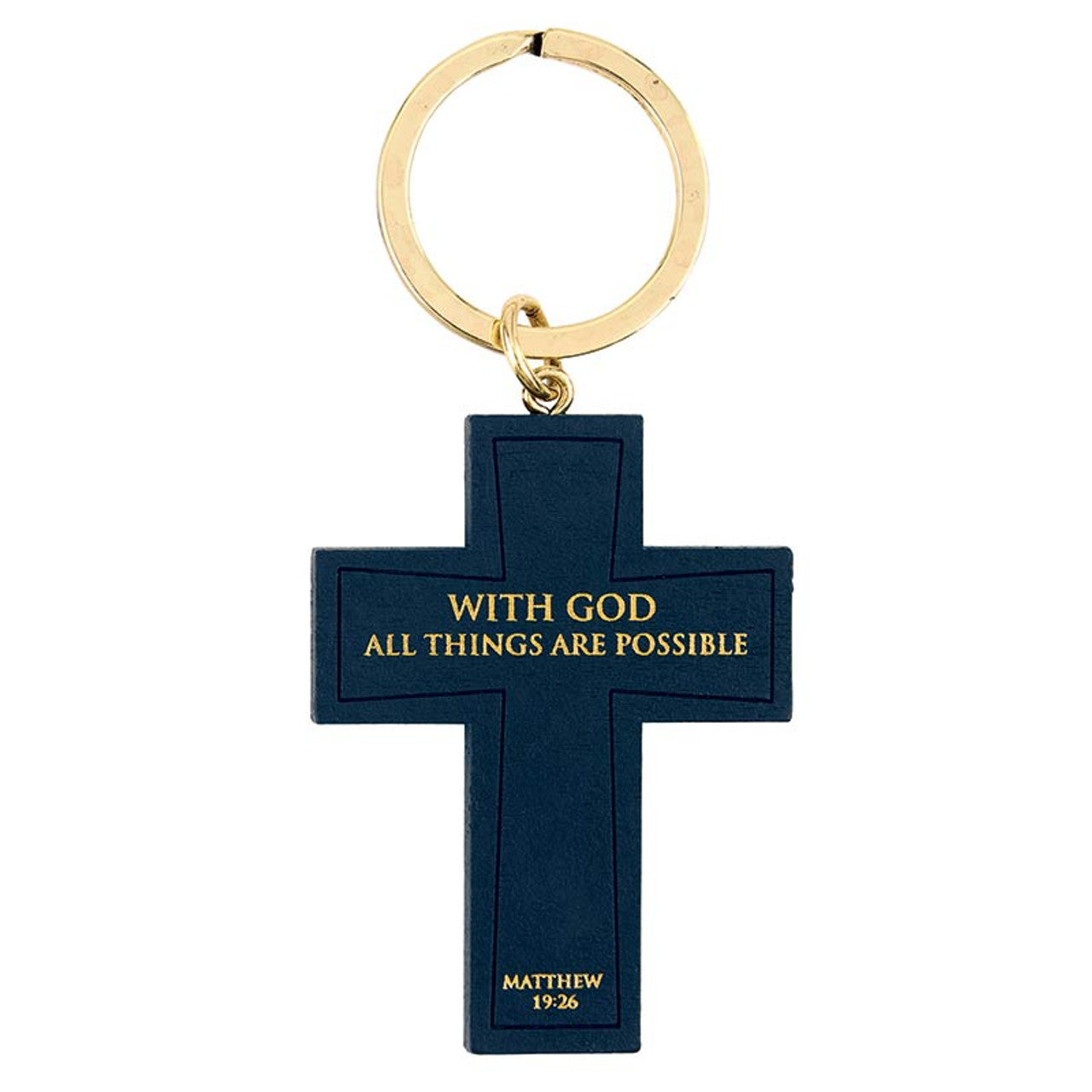 Wood Cross Keychain