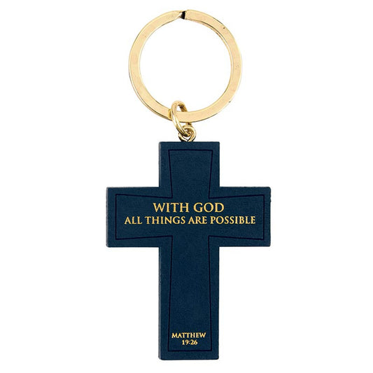 Wood Cross Keychain